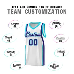 White Royal-Sky Blue Ribbon Pattern Basketball Kits 4