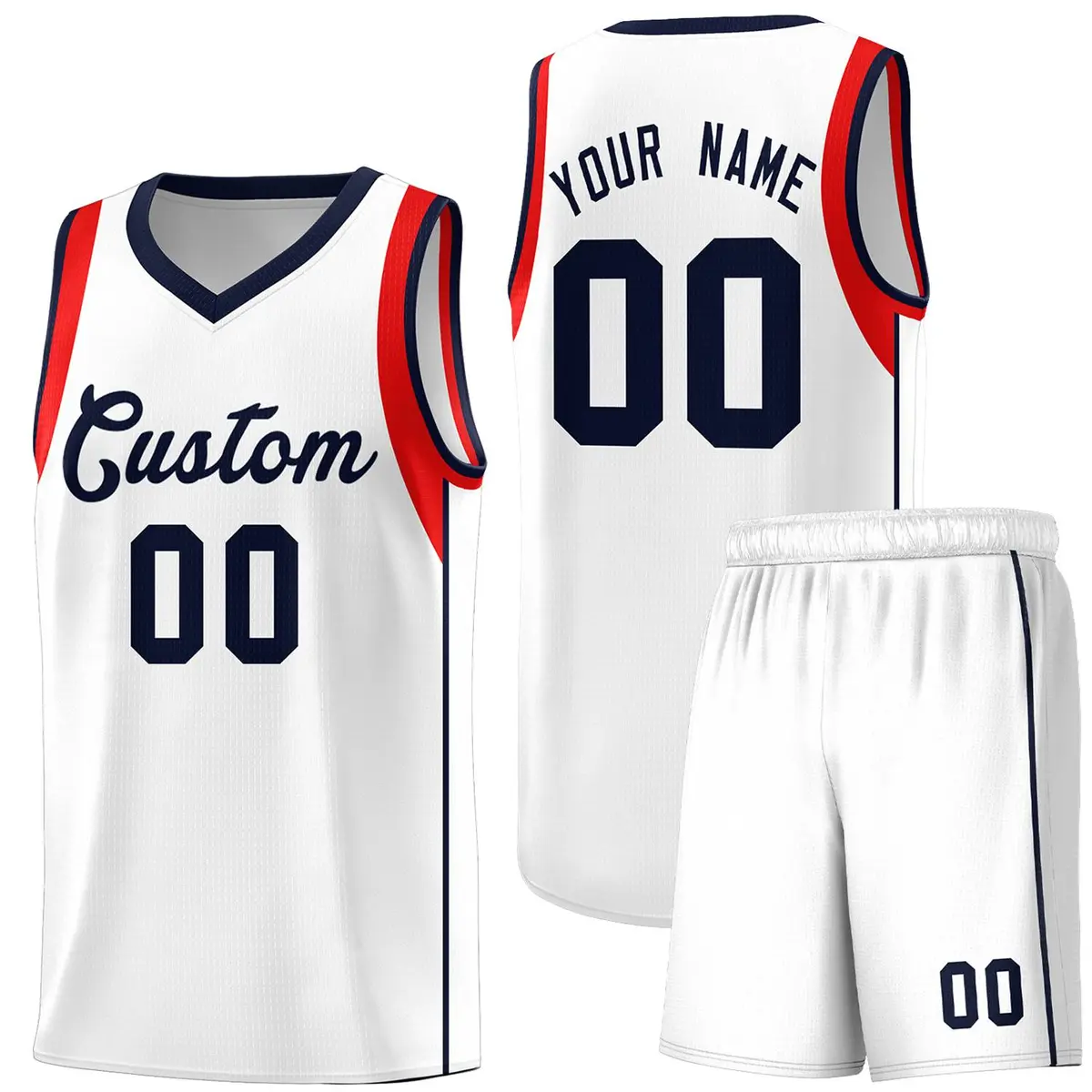 White Royal Sleeve Color Block Basketball Jersey
