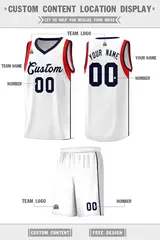 White Royal Sleeve Color Block Basketball Jersey 2