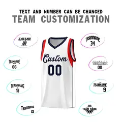 White Royal Sleeve Color Block Basketball Jersey 4