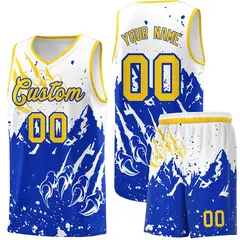 White Royal Snow Mountain Beast Pattern Basketball Jersey 1