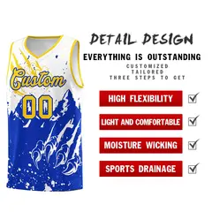 White Royal Snow Mountain Beast Pattern Basketball Jersey 2