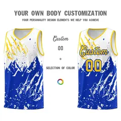 White Royal Snow Mountain Beast Pattern Basketball Jersey 3