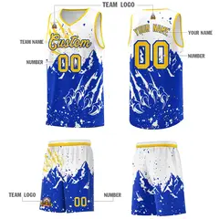 White Royal Snow Mountain Beast Pattern Basketball Jersey 5
