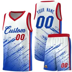 White Royal Splash Basketball Uniforms for Summer Camp 1