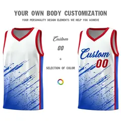 White Royal Splash Basketball Uniforms for Summer Camp 3