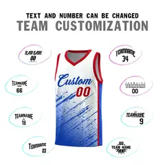 White Royal Splash Basketball Uniforms for Summer Camp 4