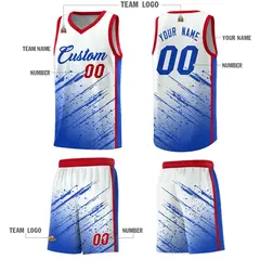 White Royal Splash Basketball Uniforms for Summer Camp 5