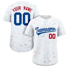 White Royal Splash Graffiti Baseball Jersey 1