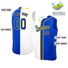 White Royal Split-Design Sleeveless Baseball Jersey 2