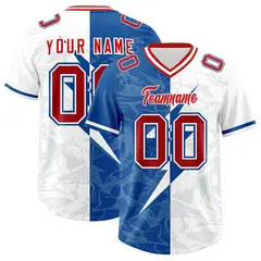 White Royal Split Lightning Pattern Football Jersey