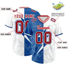 White Royal Split Lightning Pattern Football Jersey 2
