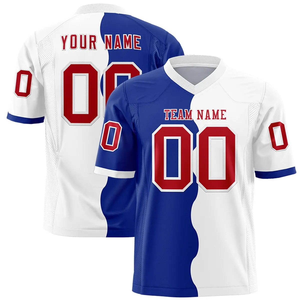 White Royal Split Mesh Authentic Football Jersey