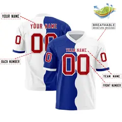 White Royal Split Mesh Authentic Football Jersey 2