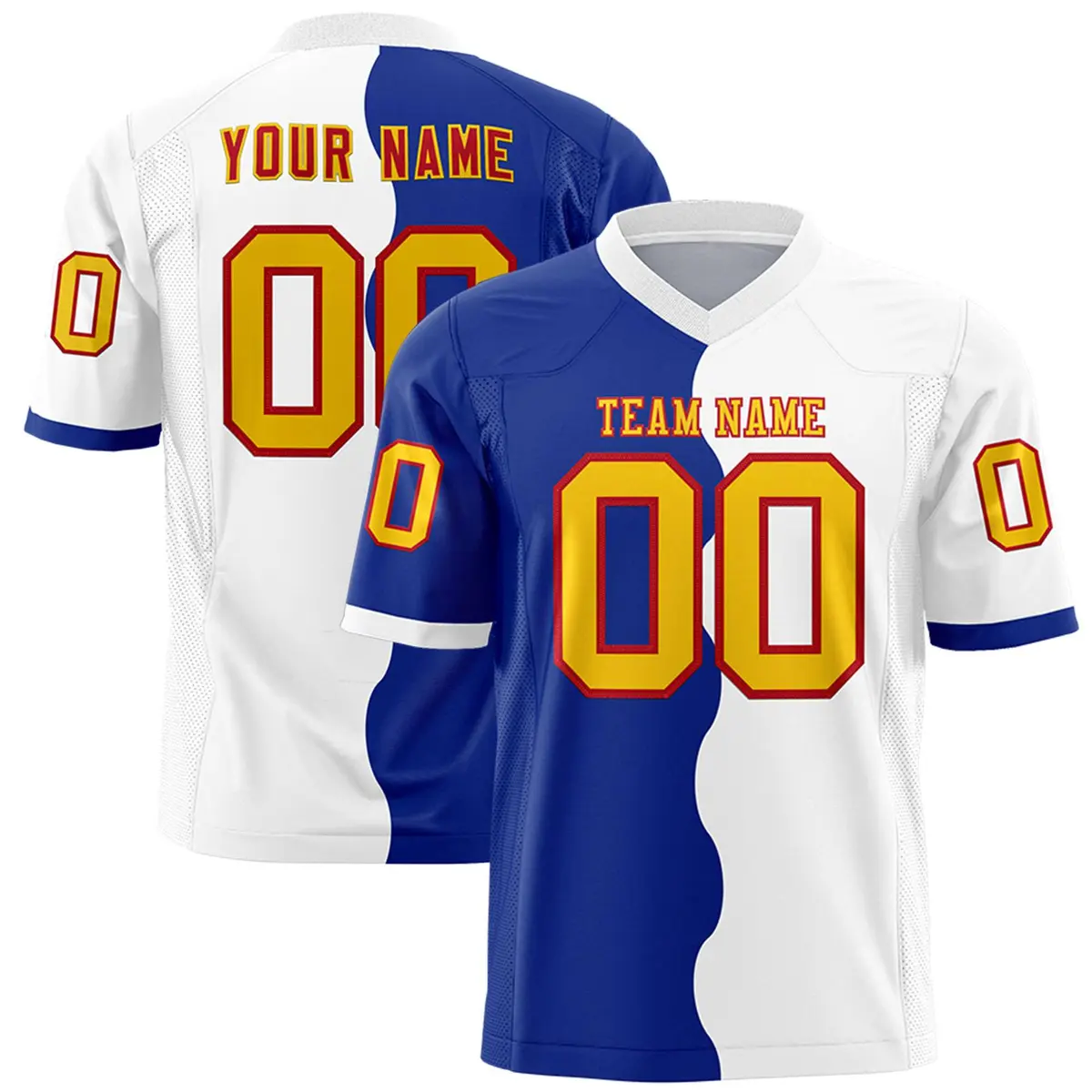 White Royal Split Mesh Authentic Football Jersey