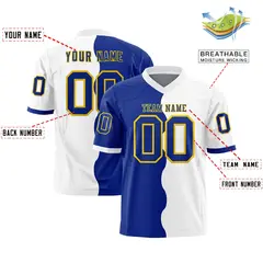 White Royal Split Mesh Authentic Football Jersey 2