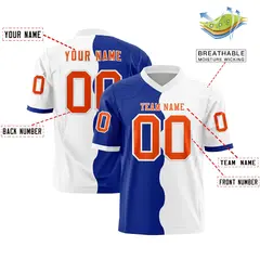 White Royal Split Mesh Authentic Football Jersey 2