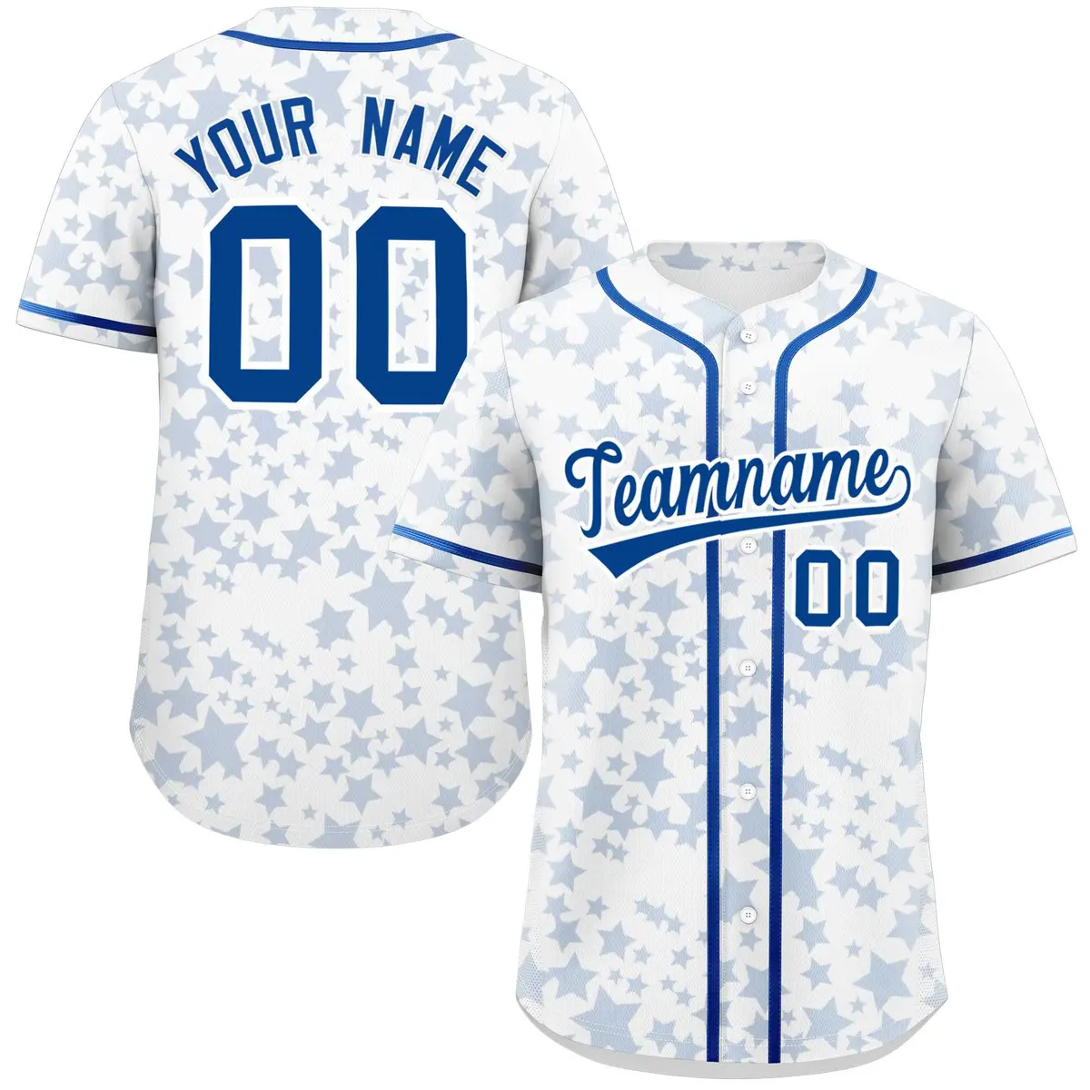White Royal Star Graffiti Authentic Baseball Jersey