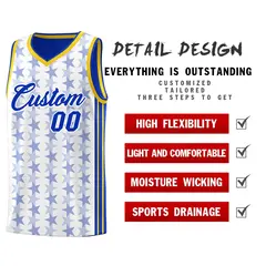 White Royal Star Graffiti Pattern Basketball Jersey 2