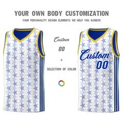 White Royal Star Graffiti Pattern Basketball Jersey 3