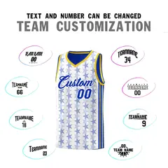 White Royal Star Graffiti Pattern Basketball Jersey 4