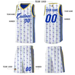 White Royal Star Graffiti Pattern Basketball Jersey 5