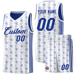 White Royal Star Graffiti Pattern Basketball Jersey 1