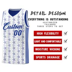 White Royal Star Graffiti Pattern Basketball Jersey 2