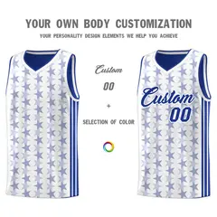 White Royal Star Graffiti Pattern Basketball Jersey 3
