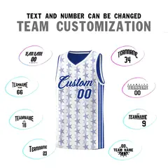 White Royal Star Graffiti Pattern Basketball Jersey 4