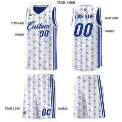 White Royal Star Graffiti Pattern Basketball Jersey 5