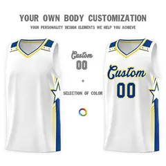 White Royal Star Graffiti Sports Basketball Jersey 3
