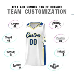 White Royal Star Graffiti Sports Basketball Jersey 4