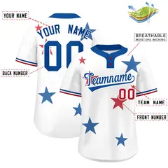 White Royal Star Graffiti Two-Button Baseball Jersey 2