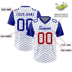 White Royal Star Pattern Raglan Football Jersey 2