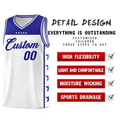 White Royal Star Pattern Team Basketball Jersey 2