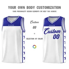White Royal Star Pattern Team Basketball Jersey 3