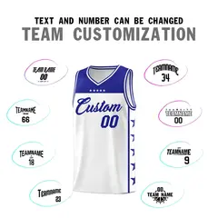 White Royal Star Pattern Team Basketball Jersey 4