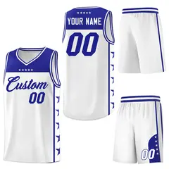 White Royal Star Pattern Team Basketball Jersey 6