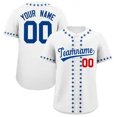 White Royal Star Ribbing Authentic Baseball Jersey