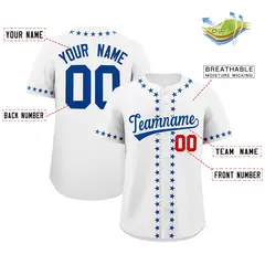 White Royal Star Ribbing Authentic Baseball Jersey 2