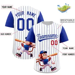 White Royal Stripe Animals Graffiti Raglan Baseball Jersey 2