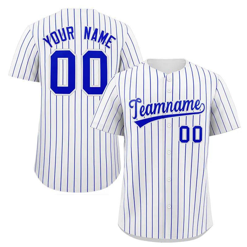 White Royal Stripe Fashion Authentic Baseball Jersey