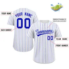 White Royal Stripe Fashion Authentic Baseball Jersey 2