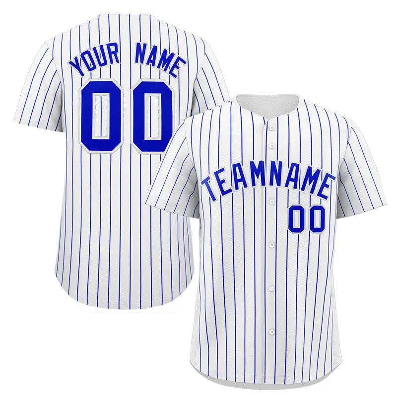 White Royal Stripe Fashion Authentic Baseball Jersey
