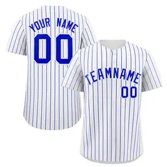 White Royal Stripe Fashion Authentic Baseball Jersey