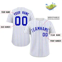 White Royal Stripe Fashion Authentic Baseball Jersey 2
