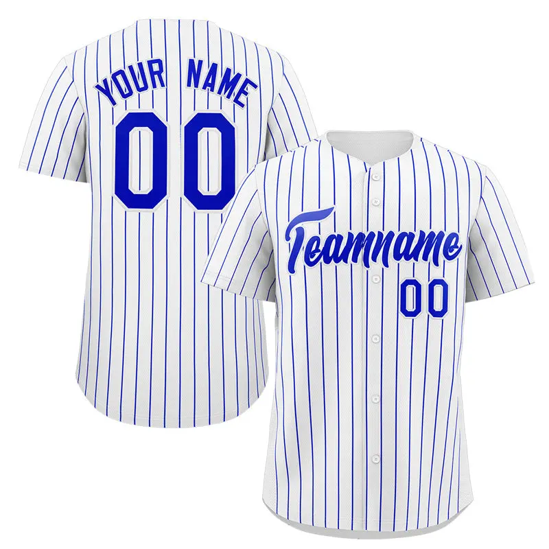 White Royal Stripe Fashion Authentic Baseball Jersey