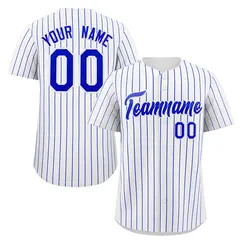 White Royal Stripe Fashion Authentic Baseball Jersey