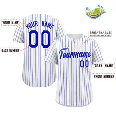 White Royal Stripe Fashion Authentic Baseball Jersey 2